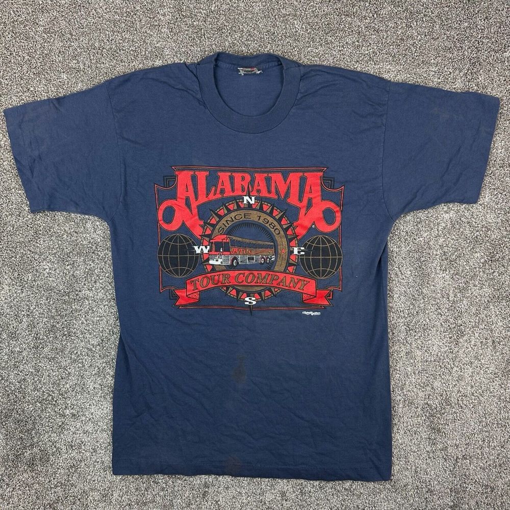Vintage Alabama Band Shirt Adult Large Navy Blue Tour Concert Rock Music